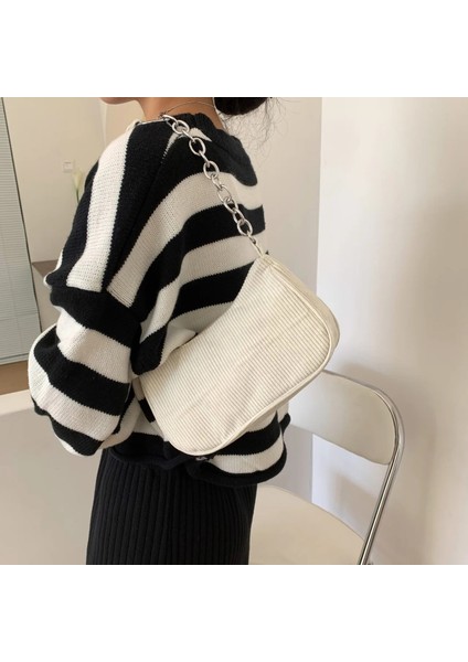 Kahverengi 2023 Moda Vintage Kadın Çanta Kadife Koltukaltı Çanta Rahat Kadın Omuz Çantaları Düz Renk Fermuar Kadın Çanta Debriyaj (Yurt Dışından) fırsatları