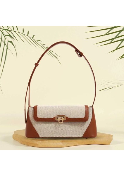 Bej Kadın Koltukaltı Hobo Çanta Patchwork Üst Kolu Çanta Çok Yönlü Flap Omuz Çantası Yumuşak Satchel Çanta Alışveriş Çantası (Yurt Dışından)
