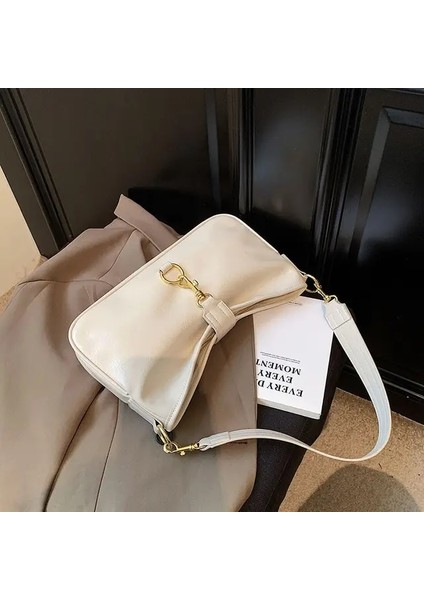 Kremsi-Beyaz 32 6 18CM Miyagawa Lniche Tasarım Koltuk Altı Çantası Retro ve Moda Kadın Omuz Çantası Zarif Yeni Kore Tarzı Çapraz Vücut Çanta (Yurt Dışından)