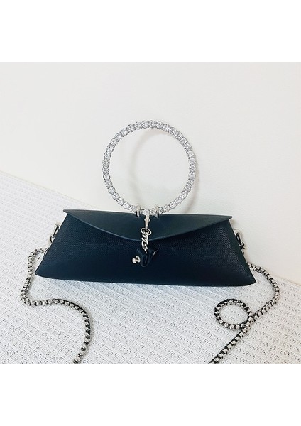Siyah Jiomay Moda Trendleri Bez Çantalar Lüks Tasarımcı Çanta Elmas Yaka Çantalar Kadınlar Için Baget Kişilik Tasarım Makyaj Çantası (Yurt Dışından)