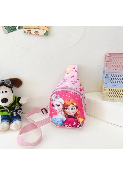 16-13X18X7CM Disney Çocuk Göğüs Çantası Lilo ve Dikiş Karikatür Kanvas Crossbody Çanta Kızlar Için Sevimli Prenses Elsa Mickey Mouse Omuzdan Askili Çanta (Yurt Dışından)