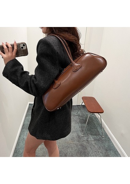 Kahverengi Lüks ve Şık Fransız Yarım Ay Koltuk Altı Çantası, Günlük Omuz Çantası, Uzun Çanta, Çapraz Çanta, Kadın Cüzdanı (Yurt Dışından)