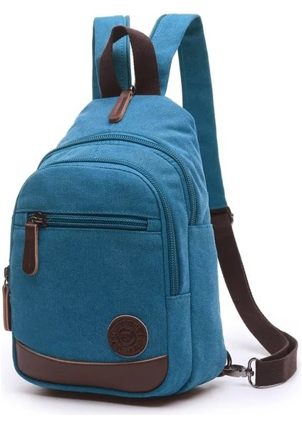 Açık Mavi Düz Renk Kanvas Göğüs Çantası Eğlence Koşum Modası (Yurt Dışından)