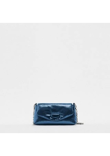 Mavi Yaz Yeni Gelenler Parlak Rugan Pu Deri Crossbody Çanta Kadınlar Için Küçük Flap Bayan Omuzdan Askili Çanta Kaliteli (Yurt Dışından)