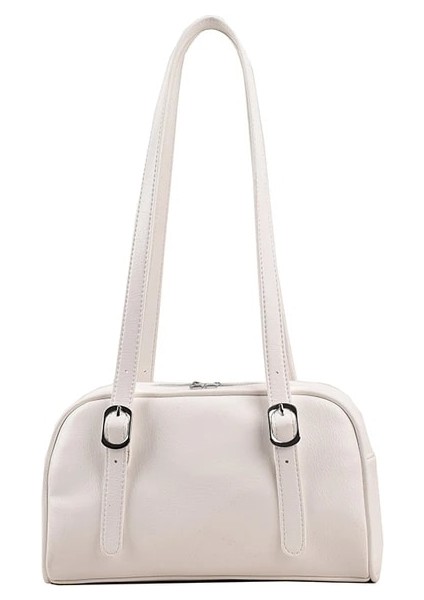 Beyaz 28X16X8CM Moods Banliyö Omuz Çantaları Kadınlar Için 2023 Lüks Tasarımcı Çanta Saf Renk Mini Boston Çanta Büyük Kapasiteli Yastık Koltukaltı Çanta (Yurt Dışından)