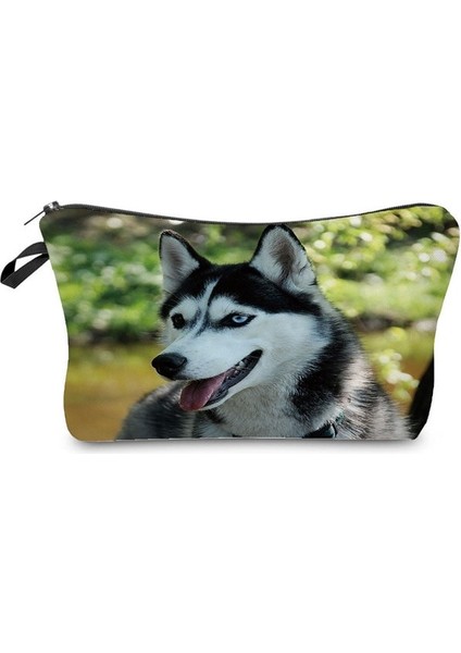 HZ5168 Köpek Çantası Alman Çoban / Boston Terrier / Bulldog / Husky Köpek Nedensel Kozmetik Çantaları Kadın Makyaj Çantası Isı Transferi Organizatör Saklama Çantası (Yurt Dışından)