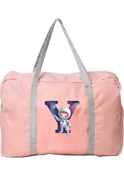 5ASTRONOT Y Harfi Seyahat Çantaları Boston Çanta Organizatörleri Büyük Kapasiteli Hafta Sonu Çantası Astronot Mektup Desen Katlanabilir Giysi Saklama Çanta Üzerinde Taşımak (Yurt Dışından)