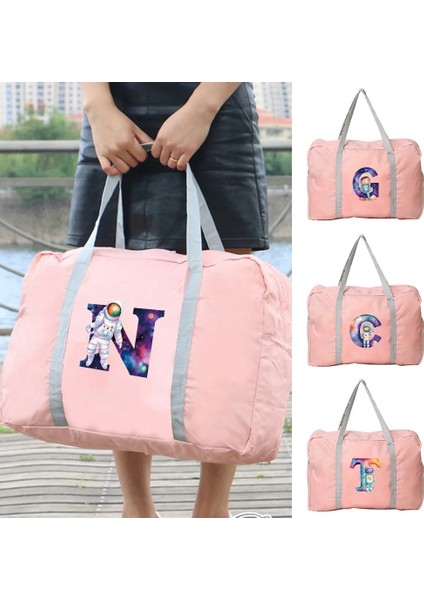 5ASTRONOT Y Harfi Seyahat Çantaları Boston Çanta Organizatörleri Büyük Kapasiteli Hafta Sonu Çantası Astronot Mektup Desen Katlanabilir Giysi Saklama Çanta Üzerinde Taşımak (Yurt Dışından) fırsatları