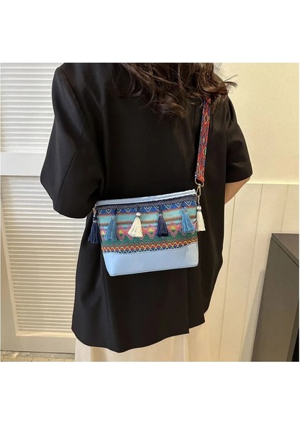Turuncu Vintage Kadın Çanta Hmong Vintage Tote Messenger Hippi Etnik Omuz Çantası Nakış Boho 2023 (Yurt Dışından) modelleri
