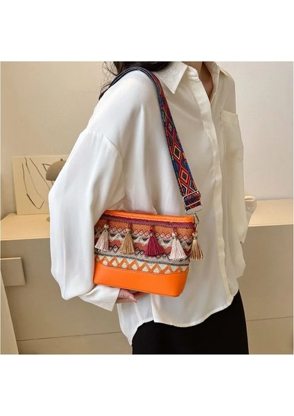 Turuncu Vintage Kadın Çanta Hmong Vintage Tote Messenger Hippi Etnik Omuz Çantası Nakış Boho 2023 (Yurt Dışından) fırsatları