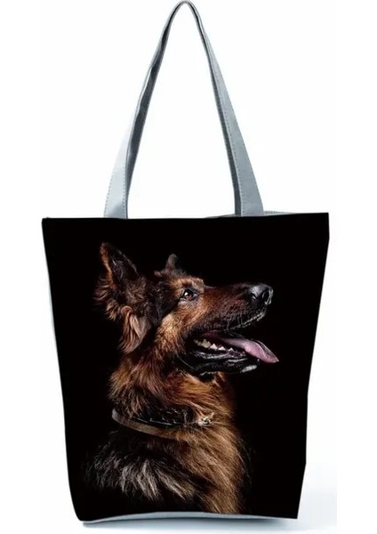 HL5161 Köpek Çantası Alman Çoban / Boston Terrier / Bulldog / Husky Köpek Nedensel Tote Çanta Kadın Çanta Bayan Omuz Çantaları Yeniden Kullanılabilir Alışveriş Çantası (Yurt Dışından)