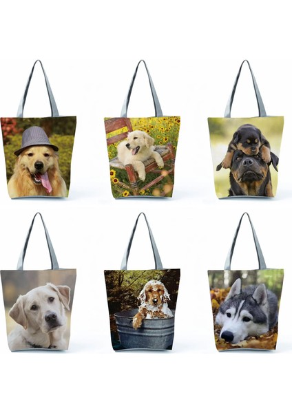 HL5168 Köpek Çantası Alman Çoban Boston Terrier Bulldog Husky Köpek Nedensel Tote Çanta Kadın Çanta Bayan Omuz Çantaları Yeniden Kullanılabilir Alışveriş Çantası (Yurt Dışından) indirimleri