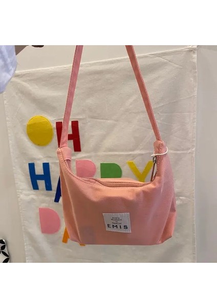 Pembe Kadın Çantası Naylon Koltukaltı Omuz Çanta Kanvas Küçük Omuz Çantası Marka Debriyaj Kadın Hobos Yaz Basit Çanta Bolso Feminina (Yurt Dışından)
