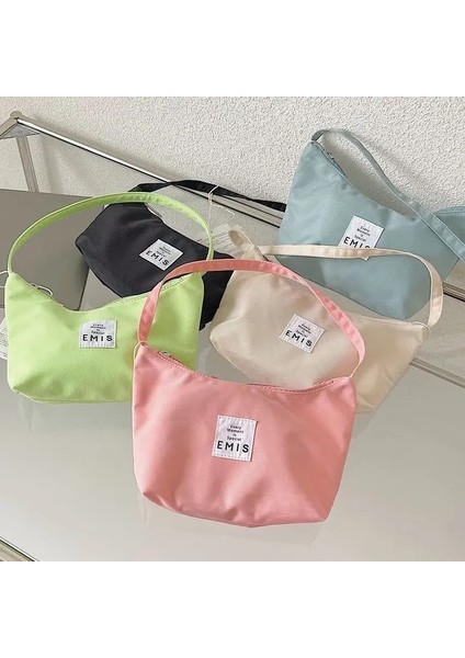 Pembe Kadın Çantası Naylon Koltukaltı Omuz Çanta Kanvas Küçük Omuz Çantası Marka Debriyaj Kadın Hobos Yaz Basit Çanta Bolso Feminina (Yurt Dışından) fırsatları