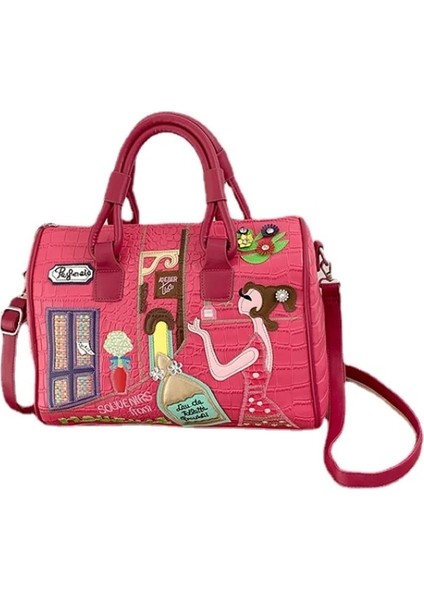 Siyah Avrupa ve Amerikan Işlemeli Üç Boyutlu Kadın Çantası Yeni Büyük Kapasiteli Omuz Çantası Boston Çanta Trendy Crossbody Çanta (Yurt Dışından) fiyatları