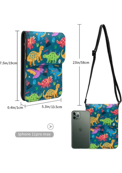 Stil 3 Bir Boyut Desen Arka Plan Renkli Dinozor Omuz Çantası Dinozor Seyahat Kadın Cep Telefonu Çantası Moda Bağbozumu Deri Çanta (Yurt Dışından) modelleri