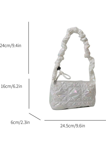 Beyaz Kapitone Nakış Ipliği Crossbody Çanta Bulut Pilili Kadın Omuz Çantası Renkli Ipli Bayan Çanta Aşağı Basit Satchel (Yurt Dışından) modelleri