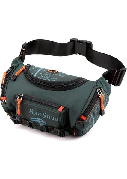 Koyu Yeşil Su Geçirmez Naylon Unisex Kemer Fanny Paketi Omuz Askılı Çanta Büyük Kapasiteli Seyahat Çantası Sling Göğüs Bel Çantaları (Yurt Dışından)