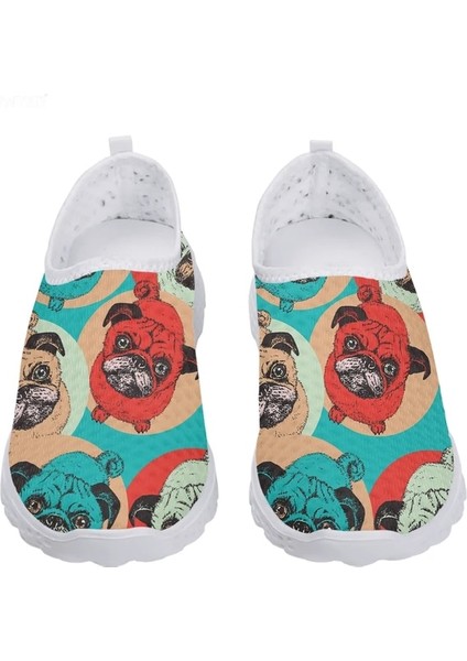 1627981AA 41 Instantarts Güzel Boston Terrier Tasarım Çiçek Baskı Yaz Açık Hava Nefes Alabilen Örgü Ayakkabı Salya Çantalı Yumuşak Slip On Ayakkabı (Yurt Dışından)