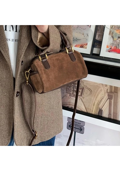 Auburn Vintage Pazen Çok Yönlü Tek Omuz Çapraz Küçük Çanta Yastık Çanta Boston Taşınabilir Kadın Çantası Lüks El Bayan Çantaları Y2K (Yurt Dışından) fiyatları