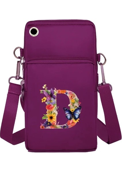 7butterfly Harf D 2024 Kanvas Crossbody Çanta Taşınabilir Cep Telefonu Çantası Kadın Çanta Cep Telefonu Çanta Kelebek Serisi Omuz Çantası Yeni Moda (Yurt Dışından)
