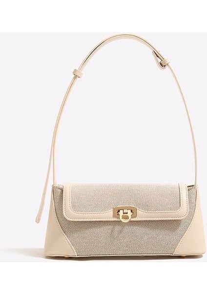Bej Kadın Koltukaltı Hobo Çanta Vintage Üst Kolu Çanta Çok Yönlü Flap Omuz Çantası Yumuşak Satchel Çanta Işe Gidiş Çanta (Yurt Dışından)