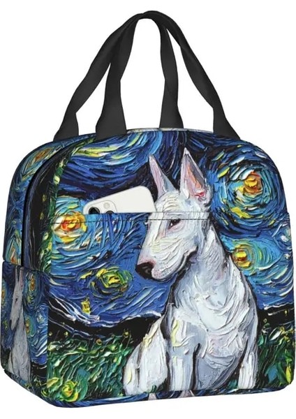 JYJCB-7638 22X20X13 cm Yıldızlı Gece Boston Terrier Köpek Yalıtımlı Öğle Yemeği Çantası Su Geçirmez Termal Soğutucu Öğle Yemeği Kutusu Kadınlar Çocuklar Için Okul Piknik Gıda Tote (Yurt Dışından)