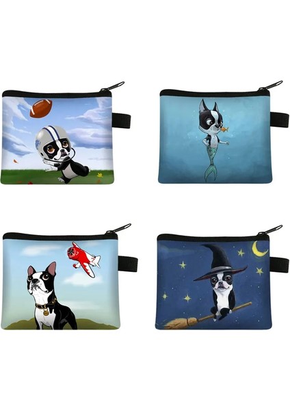 LQBBOSTON10 Ilginç Boston Terrier Baskı Küçük Çanta Sevimli Köpek Anahtarlık Fermuar Kese Kadın Taşınabilir Ruj Çantası Otobüs Kart Çantaları (Yurt Dışından) modelleri