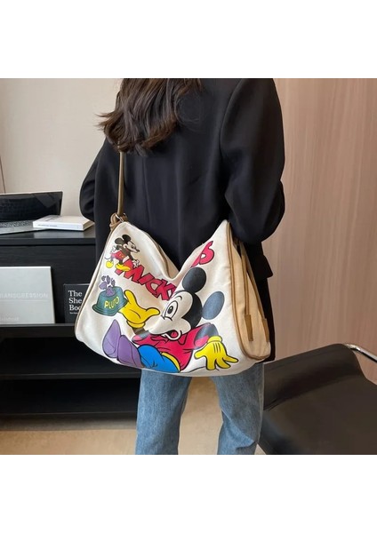 Kötü Kalite3 Disney Mickey Mouse Kanvas Omuz Askılı Çanta Kadın 2023 Büyük Kapasiteli Moda Çapraz Vücut Çanta Kısa Seyahat Boston Çanta (Yurt Dışından) modelleri