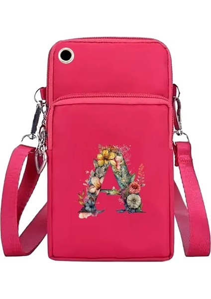 7floral Mektup A Yeni Kadın Eğimli Cep Telefonu Çantası Küçük Crossbody Çanta Kadın Çanta Kanvas Cep Telefonu Çanta Çiçek Serisi 2024 Moda (Yurt Dışından)