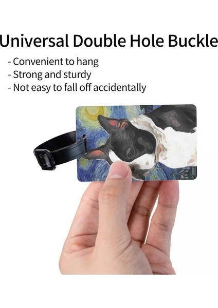 Stil 7 Özel Boston Terrier Sanat Van Gogh Yıldızlı Gece Bagaj Etiketi Isim Kartı ile Yavru Köpek Sanat Hayvan Kimlik Etiketi Seyahat Çantası Bavul (Yurt Dışından) fırsatları