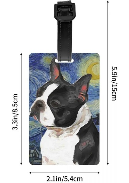 Stil 7 Özel Boston Terrier Sanat Van Gogh Yıldızlı Gece Bagaj Etiketi Isim Kartı ile Yavru Köpek Sanat Hayvan Kimlik Etiketi Seyahat Çantası Bavul (Yurt Dışından) indirimleri