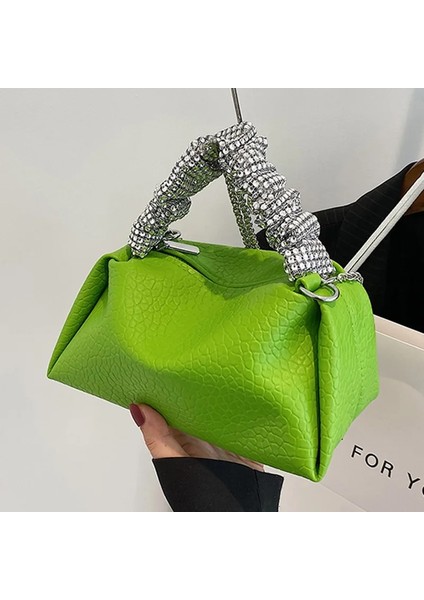 Yeşil (14CM-24CM-15CM) Kadın Çanta ve Çanta Balo Debriyaj Tasarımcısı Boston Çanta 2023 Marka Kova Çantalar Glitter Kristal Omuz Çantası Zincir Crossbody Çanta (Yurt Dışından) fiyatları