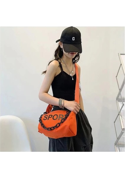 Turuncu 28X17X14CM Hip-Hop Boston Kadın Küçük Çanta ve Çanta Moda Kadın Messenger Çanta Crossbody Çanta Rahat Tüm Maç Yastık Omuz Çantası (Yurt Dışından)