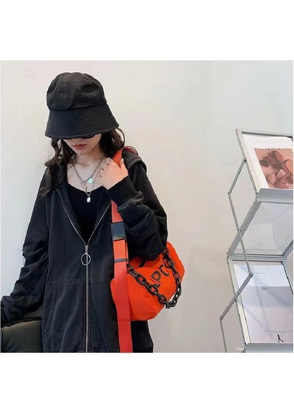 Turuncu 28X17X14CM Hip-Hop Boston Kadın Küçük Çanta ve Çanta Moda Kadın Messenger Çanta Crossbody Çanta Rahat Tüm Maç Yastık Omuz Çantası (Yurt Dışından)