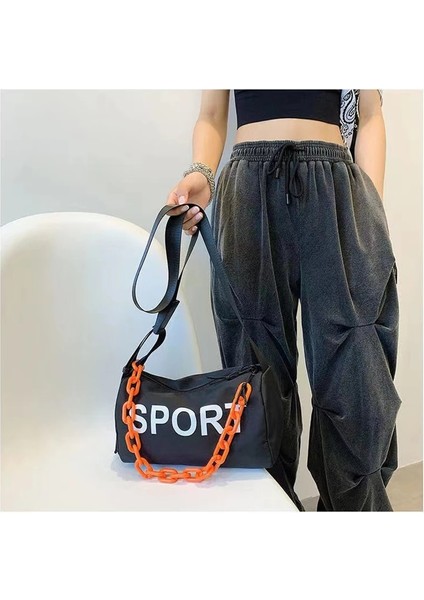 Turuncu 28X17X14CM Hip-Hop Boston Kadın Küçük Çanta ve Çanta Moda Kadın Messenger Çanta Crossbody Çanta Rahat Tüm Maç Yastık Omuz Çantası (Yurt Dışından)