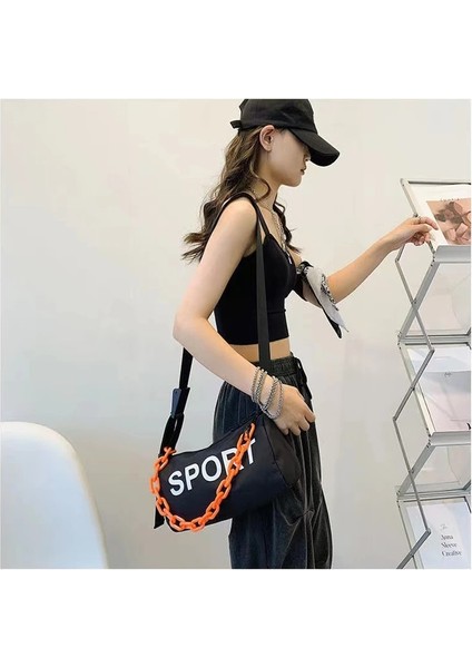 Turuncu 28X17X14CM Hip-Hop Boston Kadın Küçük Çanta ve Çanta Moda Kadın Messenger Çanta Crossbody Çanta Rahat Tüm Maç Yastık Omuz Çantası (Yurt Dışından)