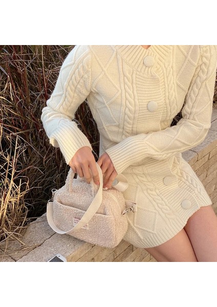 Bej Kadın Tote Çanta Fermuarlı Üst Kolu Çanta Yumuşak Kabarık Satchel Çanta Düz Renk Kadın Kış Günlük Çanta (Yurt Dışından) modelleri