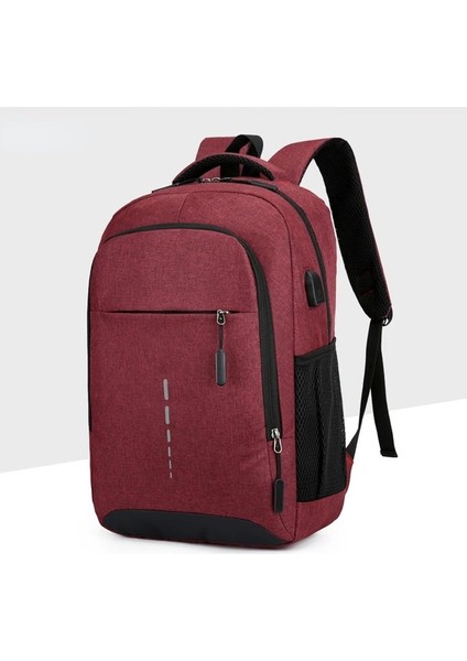 Kırmızı Erkekler Moda Sırt Çantası USB Şarj Anti Sıçrama Anti Scratch Dayanıklı Çok Katmanlı Bölünmüş Seyahat Iş Eğlence Okul Çantaları (Yurt Dışından)