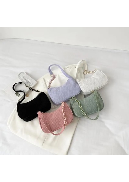 Siyah Moda Bağbozumu Kadın Çanta Kadife Koltukaltı Çanta Rahat Kadın Omuz Çantaları Düz Renk Fermuar Kadın Çanta Debriyaj (Yurt Dışından) modelleri