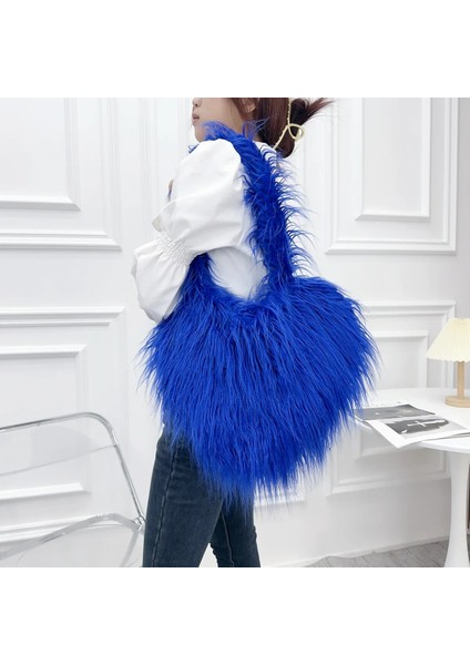 Kahverengi Şeftali Kalp Çanta Kadın Plaj Yün Kürk Kalp Şeklinde Sevimli Crossbody Omuz Çantası (Yurt Dışından) fırsatları