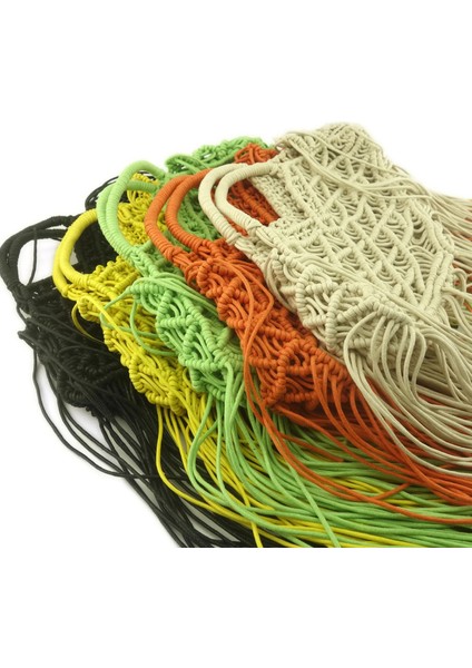 70 cm Askı Sarı Içi Boş El Yapımı Pamuk Halat Çanta Saman Dokuma Çanta Kadınlar Için Moda Püskül Çanta Bayan Yaz Lüks Marka Omuz Çantası Çantalar (Yurt Dışından) fırsatları