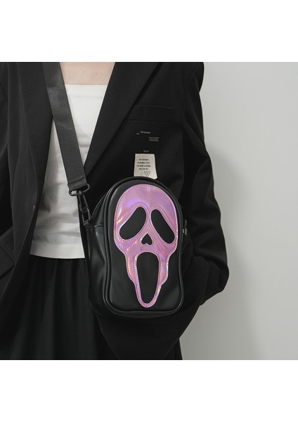 Lazer Altın 17 8 23 cm Miyagawa Çapraz Vücut Çanta Erkekler ve Kadınlar Için Kore Versiyonu Niş Komik Lazer Hayalet Kafatası Tek Omuz Telefon Küçük Çantalar (Yurt Dışından) modelleri