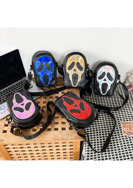 Lazer Altın 17 8 23 cm Miyagawa Çapraz Vücut Çanta Erkekler ve Kadınlar Için Kore Versiyonu Niş Komik Lazer Hayalet Kafatası Tek Omuz Telefon Küçük Çantalar (Yurt Dışından) indirimleri
