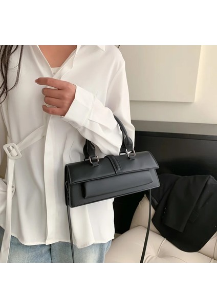 Siyah 28CMX12CMX6CM Bahar Moda Küçük Çanta ve Çantalar Tasarımcı Kadın Omuz Çantası Katı Pu Deri Crossbody Çanta Klasik Kadın El Çantası (Yurt Dışından) modelleri