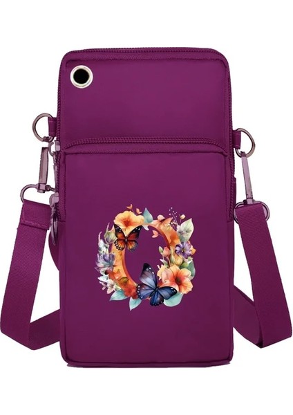 7butterfly Letter O 2024 Kanvas Crossbody Çanta Taşınabilir Cep Telefonu Çantası Kadın Çanta Cep Telefonu Çanta Kelebek Serisi Omuz Çantası Yeni Moda (Yurt Dışından)