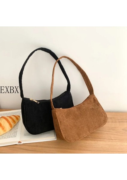 Siyah 2023 Moda Vintage Kadın Çanta Kadife Koltukaltı Çanta Rahat Kadın Omuz Çantaları Düz Renk Fermuar Kadın Çanta Debriyaj (Yurt Dışından) fırsatları