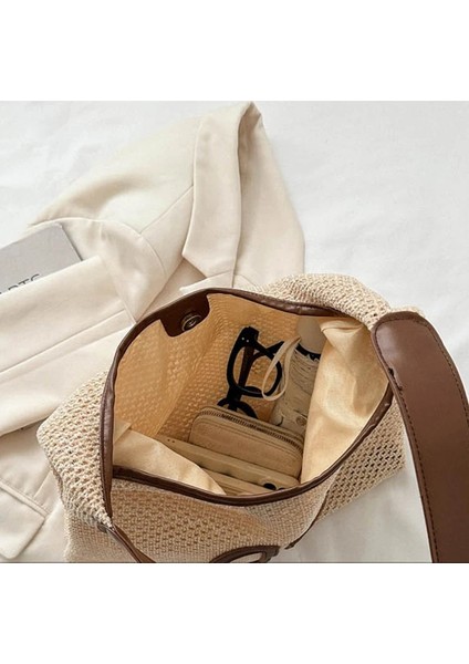 Kahverengi Lüks Tasarım Kadın Hollow Dokuma Omuz Çantası 2023 Moda Trendi Hasır Plaj Kadın Crossbody Çanta Çanta ve Cüzdanlar (Yurt Dışından) indirimleri