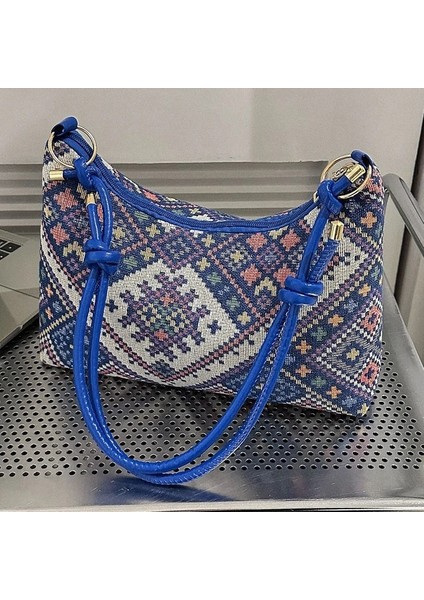 Mavi Moda Crossbody Çanta Etnik Bohem Stili Koltuk Altı Çanta Kadınlar Için Tatil Seyahat (Yurt Dışından)
