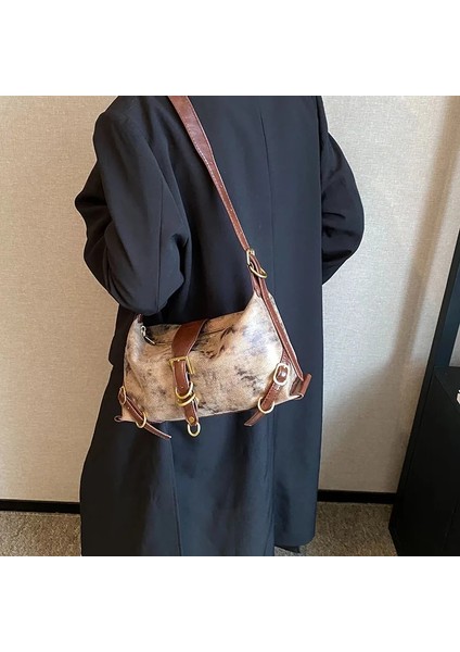 Gri 31X16X7 cm Trendy Y2K Hobos Shouler Crossbody Çanta Kadın Çanta Çantalar 2023 Yeni Vintage Bayan Haberci Çanta Marka Tasarımcısı (Yurt Dışından) modelleri